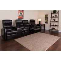 Flash Furniture Black Leather 4-Seat Home Theater Recliner with Storage Consoles BT-70273-4-BK-GG